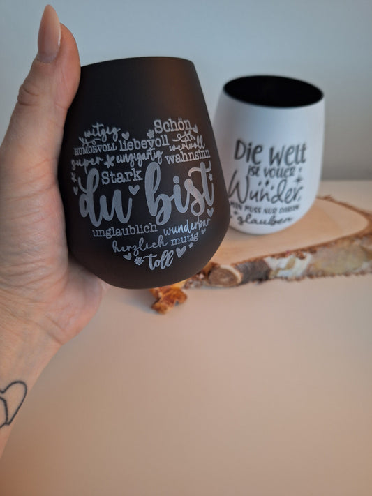 Trinkglas schwarz oder weis / Windlicht