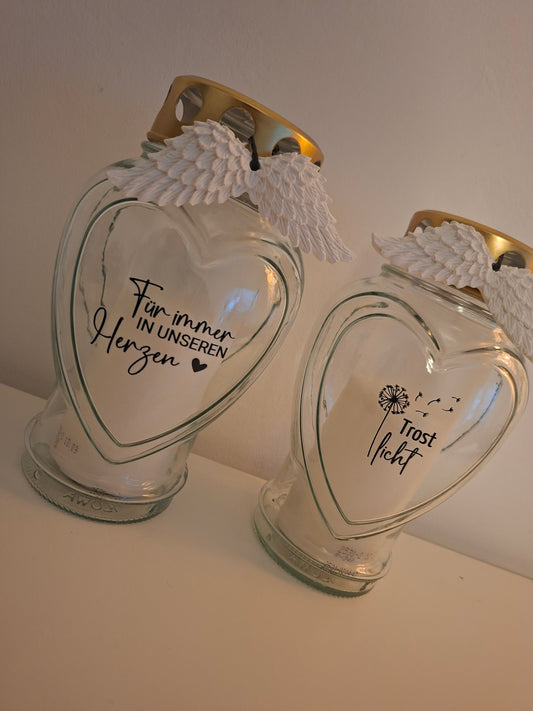 Grabkerzen groß / Glas / personalisiert