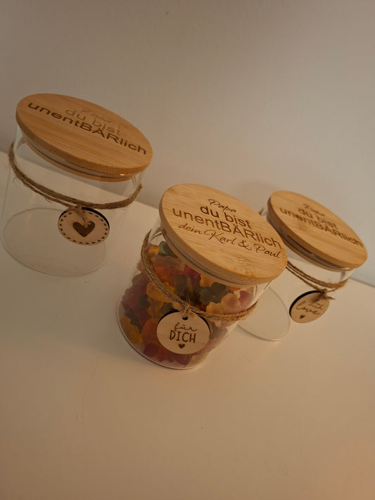 Naschglas / unentBÄRlich Papa / Vatertag/ Patenonkel