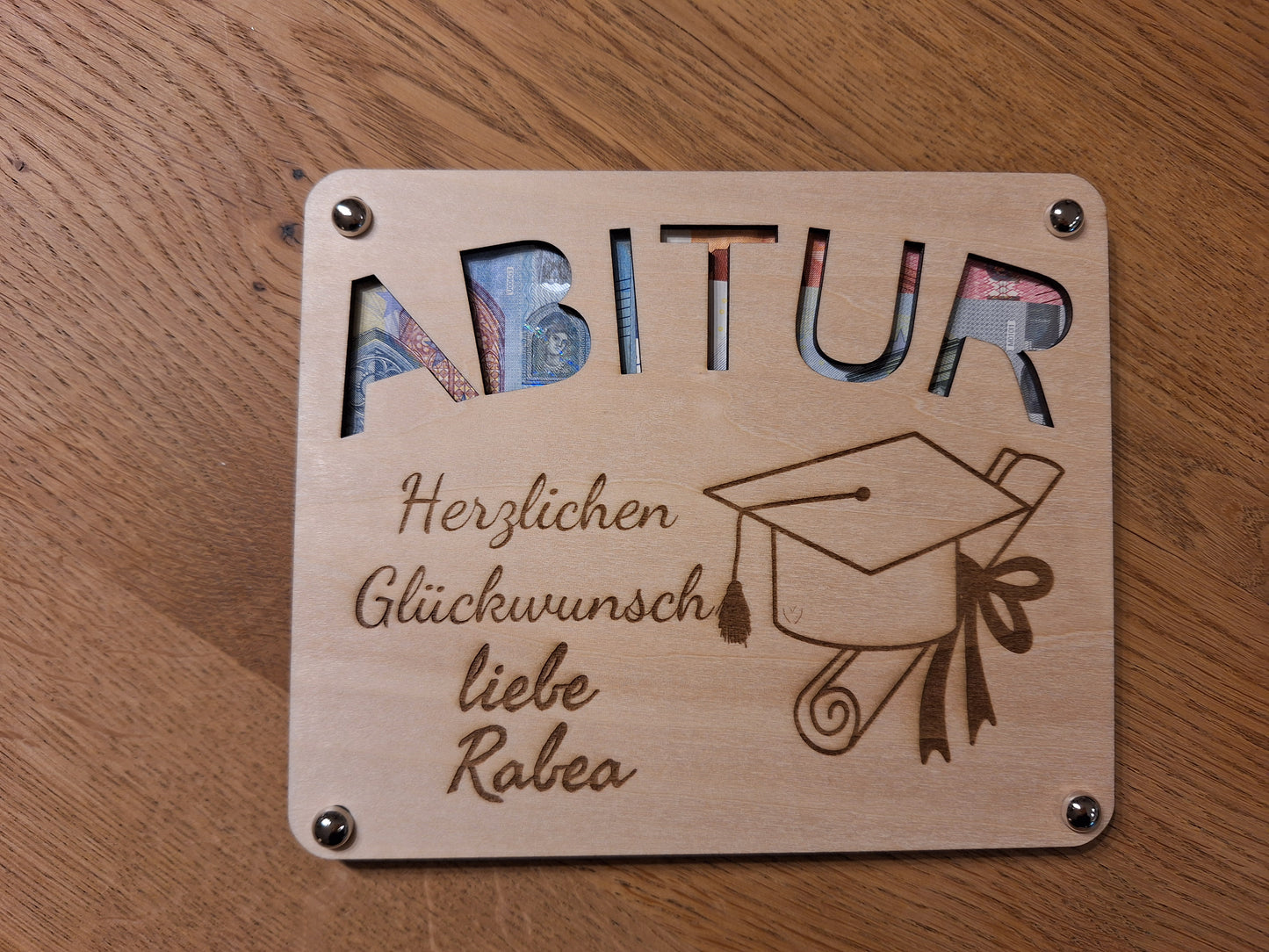 Geldgeschenk/ Holzkuvert/ Abitur