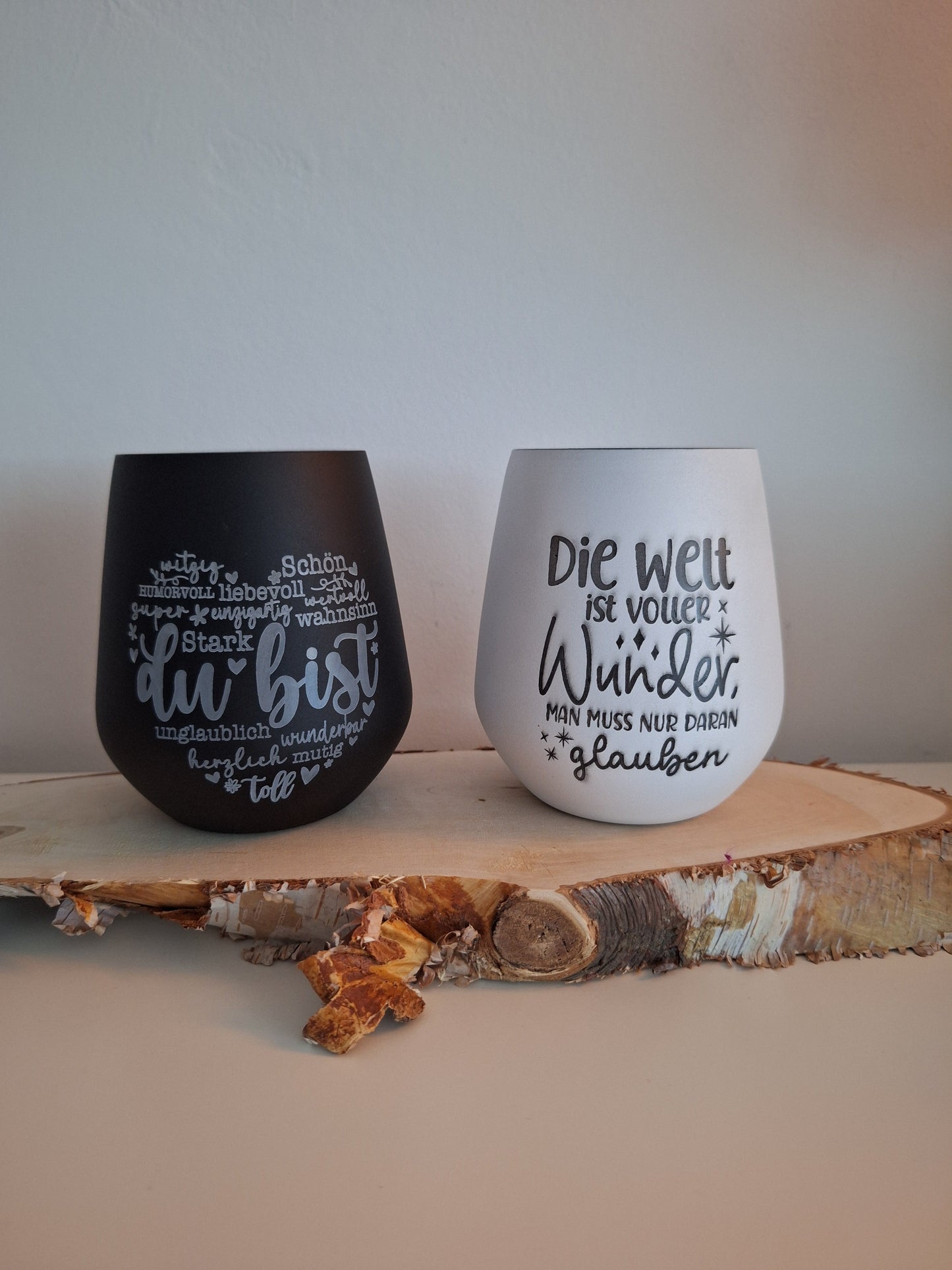 Trinkglas schwarz oder weis / Windlicht