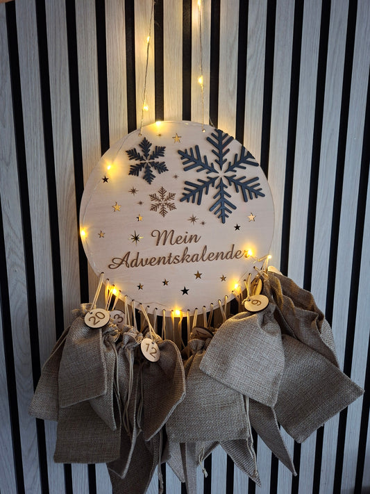 Adventskalender / Mein Adventskalender/ mit Säckchen und Licht