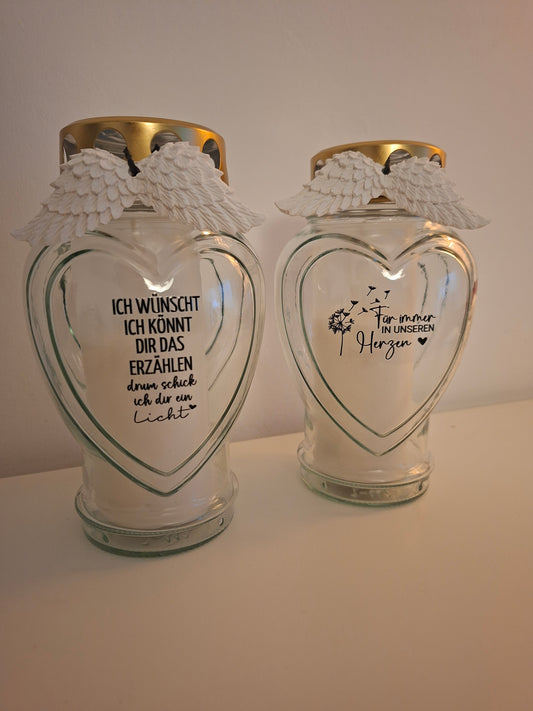 Grabkerzen groß / Glas / personalisiert