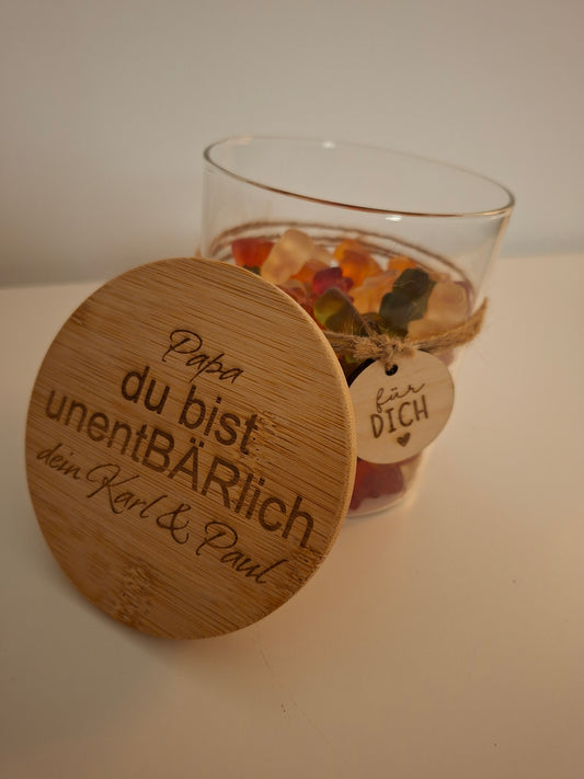 Naschglas / unentBÄRlich Papa / Vatertag/ Patenonkel