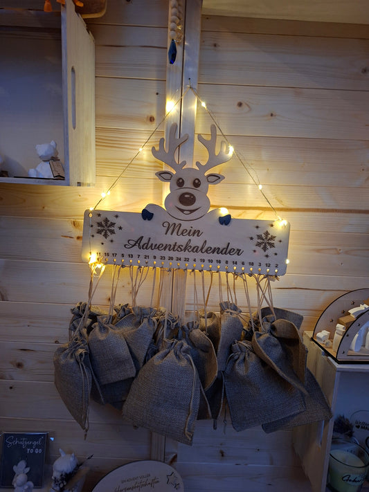 Adventskalender / Mein Adventskalender/ mit Säckchen und Licht