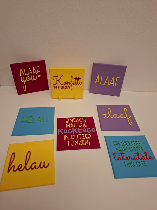 Helau & Alaaf  bunte Kacheln zum aufstellen